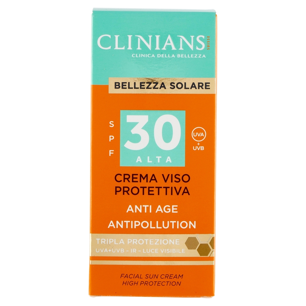 Clinians Bellezza Solare Crema Viso Protettiva SPF30 Anti Age Antipollution 75 mL